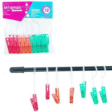 Imagem de Prendedor Roupa Plastico Supreme Colors Haste Fixadora 10
