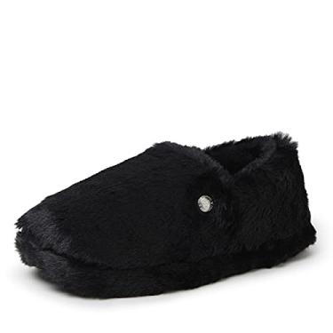 Imagem de Dearfoams Pantufa feminina Ellie Fluffy Snuggle, Preto, Medium