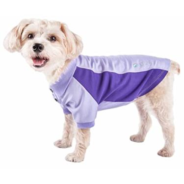 Imagem de Camiseta polo Pet Life Active 'Barko Pawlo' Relax-Stretch à prova de pavio para cães, PP, roxa