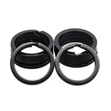 Imagem de Shapenty Chaveiros de metal de 25 mm de diâmetro para fixação de chaves de carro de casa (preto, 10 peças/caixa)