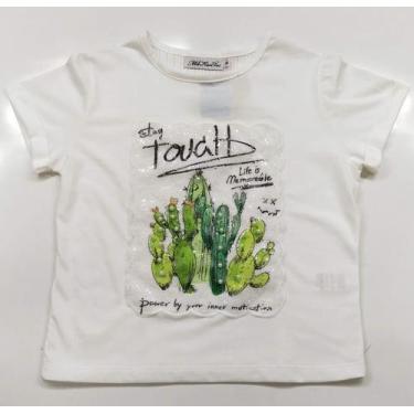 Imagem de Camiseta Cropped Malha Tricô Aplique Cactus - Milkontos