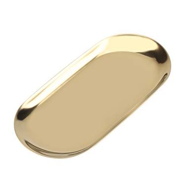 Imagem de Bandeja de armazenamento de a?o inoxid¨¢vel,bandeja de armazenamento de toalha estilo n¨®rdico Bandeja decorativa Bandeja de j¨®ias Bandeja de trinket Prato de ch¨¢ Bandejas(Golden S), Bandeja de ar