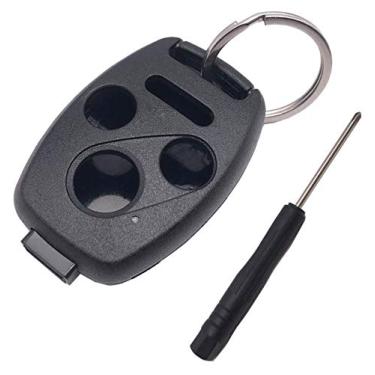 Imagem de Carcaça de chave para Honda 2003-2012 Accord / 2006-2013 Civic EX / 2009-2015 Pilot /2005-2006 CR-V sem chave de entrada, capa de chave de fenda e chaveiro (3 + 1 botão, preto)