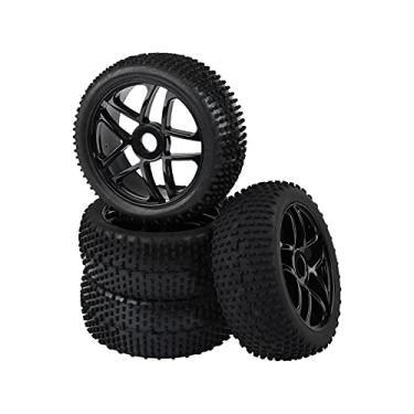 Imagem de 4PCS RC 1/8 Off-Road Car Buggy Rubber Tyre Tires & Wheel Rim Black Have Foam Inserts