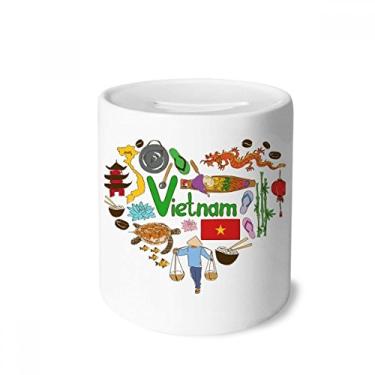 Imagem de DIYthinker Vietnam Love Heart Landscap National Flag Money Box Saving Banks Ceramic Coin Case Kids Adults