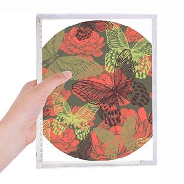 Imagem de Caderno vintage borboleta sobre rosas com folhas soltas recarregáveis, diário de papelaria
