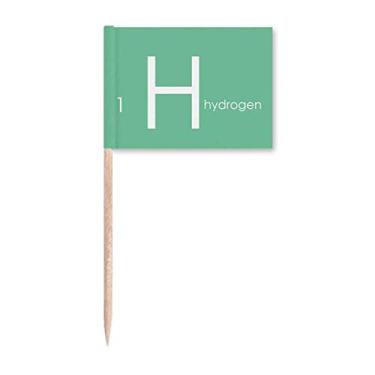 Imagem de Elementos Químicos Mesa menstrual Hidrogênio H Bandeiras de palito de dente Marcador Topper Decoração de festa