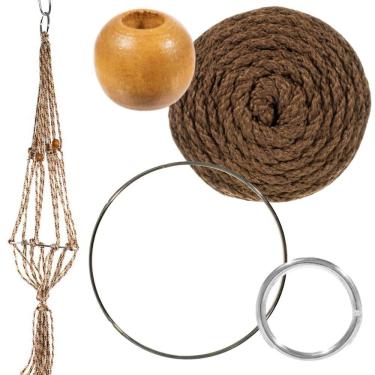 Imagem de Craft County Kits de cabide de plantas de macramé – Cordão de 4 mm – Faz cabide de planta longo de 106 cm (amêndoa)