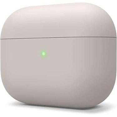 Imagem de elago Capa de silicone líquido compatível com AirPods Pro - proteção de camada tripla, design de proteção, suporta carregamento sem fio, luz LED visível [pedra]