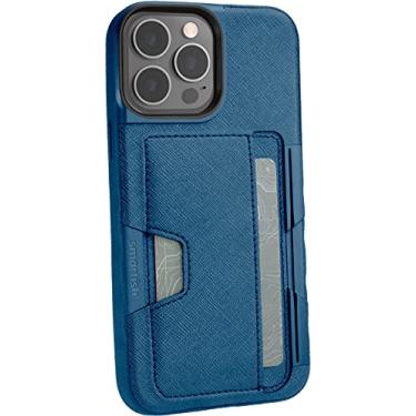 Imagem de Smartish Capa carteira para iPhone 13 Pro Max - Wallet Slayer Vol. 2 [fina + protetora] Suporte para cartão de crédito com suporte - Azul no verde