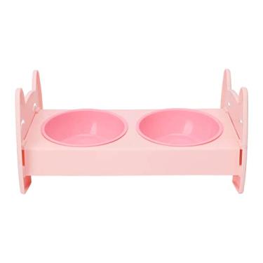 Imagem de Tigela Dupla para Animais de Estimação, Comedouro para água de Plástico para Animais de Estimação, Comedouro Duplo para Cães Com Fundo Antiderrapante, Comedouro para Animais de (Rosa)
