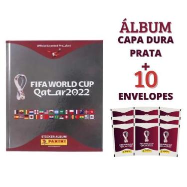 Imagem de Kit C/ 1 Álbum Capa Dura Prata + 10 Envelopes De Figurinhas Da Copa Do