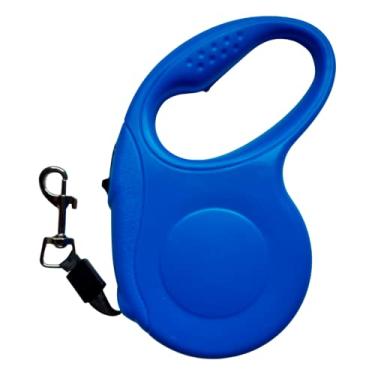 Imagem de Guia Retrátil Para Cachorro DUPIN de 5 Metros Resistente e Extensível para até 15kg com Botão de Trava - Azul