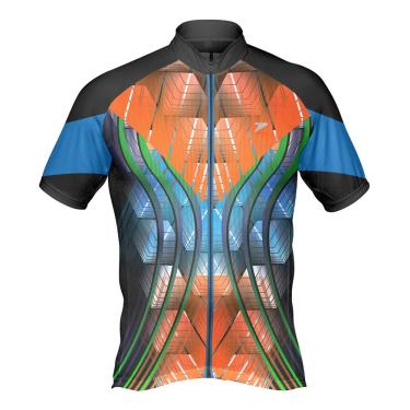 Imagem de Camisa ciclista c/ zíper total Rush laranja - Poker