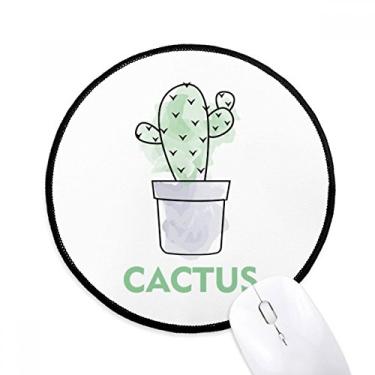 Imagem de Mouse pad para suculentas de cacto, planta em vaso aquarela, tapete redondo para escritório para computador