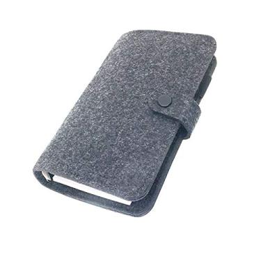 Imagem de A6 / A5 Capa de feltro de 6 furos redondo com vista de anel Pasta de arquivo para protetores de folha solta (Black 06, A6 mini set)