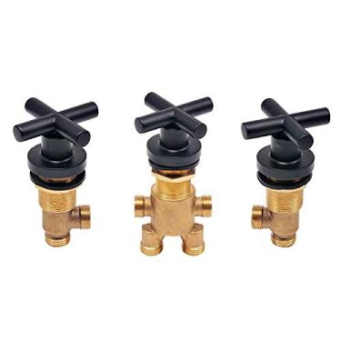 Imagem de Conjunto de 3 peças divididas para banheira de jacuzzi preto fosco, misturador de banheira de massagem, torneira de desviador de 2 vias, cabeça de chuveiro e entrada de cachoeira, mistura de água quente fria cromada, com tubo de chuveiro de 1,5 m