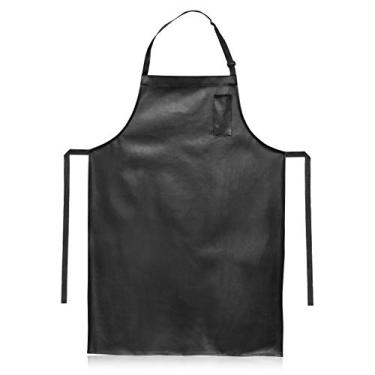 Imagem de Avental de vinil New Star Foodservice 32338 com acabamento em couro, conjunto com 2, preto