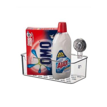 Imagem de Cesto Organizador Banheiro Lavanderia Fixação Ventosa Multiu