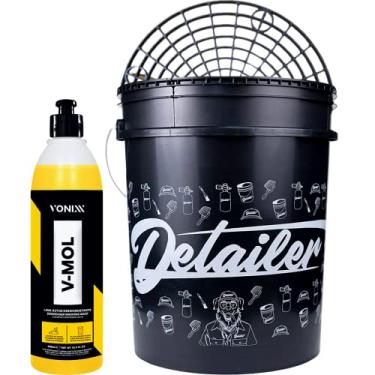 Imagem de Kit Lavagem Automotiva Balde Detailer Com Separador de Sujeiras e Particulas + Shampoo Desengraxante V-Mol 500ml Vonixx