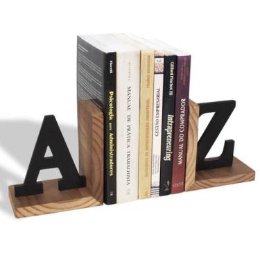 Imagem de Aparador De Livros Suporte Bibliocanto Az A-Z Pinus Mdf - Geguton