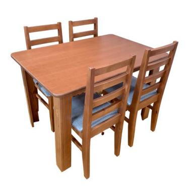Imagem de Conjunto Mesa De Jantar Retangular Com 4 Cadeiras Madeira Maciça - Mad