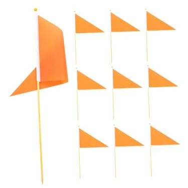 Imagem de Mipcase 20 Unidades Bandeiras ção de gramado suprimentos bandeiras de mini banner adesivos bandeiras de irrigação de jardim bandeirinhas triângulo solo poliéster