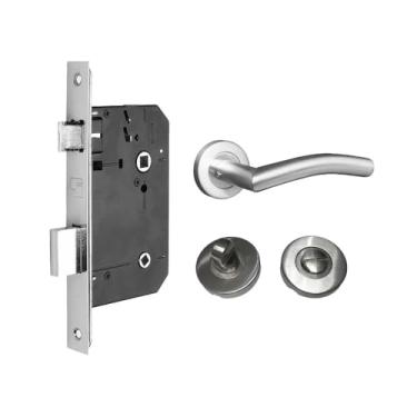 Imagem de Cj Fechadura Banheiro Inox Escovada Abnt Mod Lavoro Fortezza