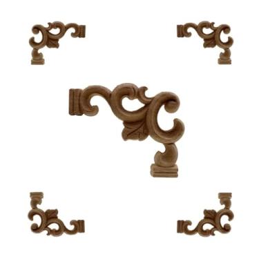 Imagem de 4 pçs canto de madeira onlay aplique madeira esculpida móveis decalque guarda-roupa armário espelho cama porta canto remendo decoração (Size : 10x8cm/3.9x3.1inch)