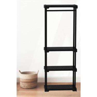 Imagem de Arara Poly Eco com Cabideiro e 4 Prateleiras Preto