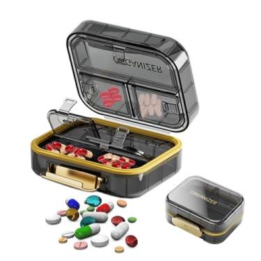 Imagem de Organizador diário de comprimidos, organizador portátil de remédios para viagem, estojo de comprimidos à prova de umidade, caixa dobrável para bolso para guardar vitaminas, óleo de fígado de bacalhau,