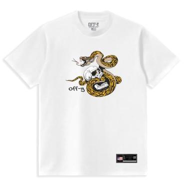 Imagem de Camiseta Streetwear Off-Y white Snake (BR, Alfa, XXG, Regular, Branco)