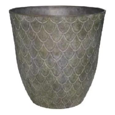 Imagem de Vasos Para Plantas Polietileno Sala Área Externa (Liso/Cinza-Escuro) 33x40, Vaso Grande Polietileno Para Plantas com Efeito e desenho geometrico, rustico