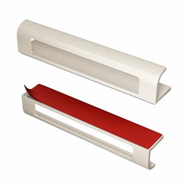 Imagem de Maçaneta autoadesiva HRX com borda para porta – fácil de instalar, fácil de instalar, descasque e cole em vidro, madeira, metal, plástico – Maçaneta de portas deslizantes para frentes de cozinha, gavetas e painéis de cômoda – 2 unidades