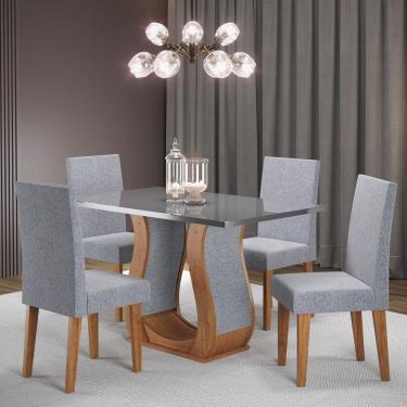Imagem de Mesa de Jantar Retangular 120x80cm Inovare com 4 Cadeiras Venus Mel/Grafite/Inox