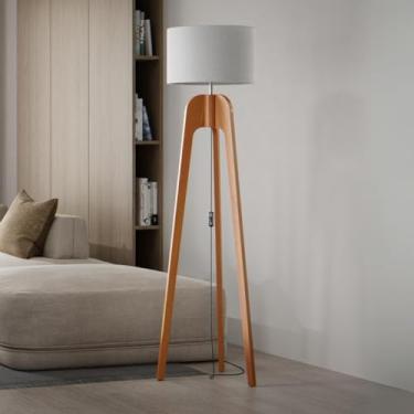 Imagem de UNIDECOR CASA Luminaria Paris para Sala Luxo Cúpula Palha Madeira Abajur de chão