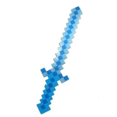 Imagem de Brinquedo Espada Pixel 58Cm Diamante Som E Luz À Pilha Azul