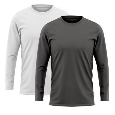 Imagem de Kit 2 Camisetas Manga Longa Proteção Solar Uv50 Ice 1 Chumbo 1 Branca-Masculino