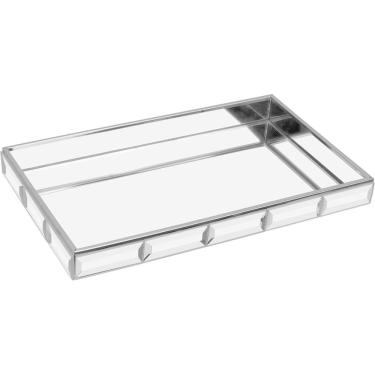 Imagem de BANDEJA DECORATIVA ENFEITE PARA SERVIR HOME&CO VIDRO 3x15x25cm TRANSPARENTE