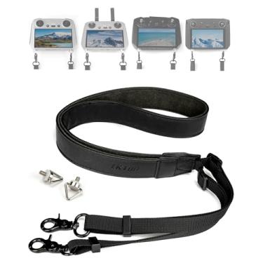 Imagem de LKTOP Alça de pescoço para DJI RC/RC 2/RC Pro/Acessórios de controle inteligente, Mini 4 Pro Cordão de couro PU ajustável para DJI Mini 4/3 Series, Air 3/Air 2S, Mavic 3 Series (50-63 polegadas, com