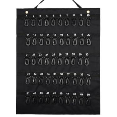 Imagem de Wuliim Capa dobrável à prova de fogo, organizador de chaves portátil de enrolar com 50 ganchos, organizador de vinil flexível e durável, 50 chaves e etiquetas de armazenamento para concessionárias de