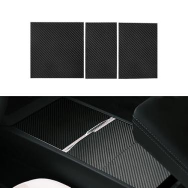 Imagem de TPARTS Capa para console central de fibra de carbono fosca real para Tesla Model 3 Highland 2024, acessórios protetores internos do console central Tesla