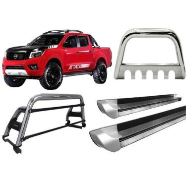 Imagem de Kit Quebra Mato Santo Antonio H2 Estribo Frontier 16/20 Cromado - HOZZ