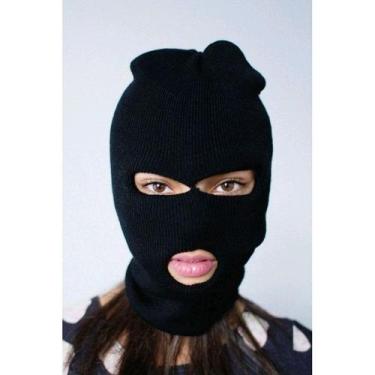 Imagem de Touca Ninja Capuz Balaclava de Lã Preta 3 Furos Unissex - Rei Look