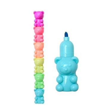 Imagem de CONJUNTO 5 CANETAS MARCA TEXTO EMPILHÁVEIS URSINHO FOFO