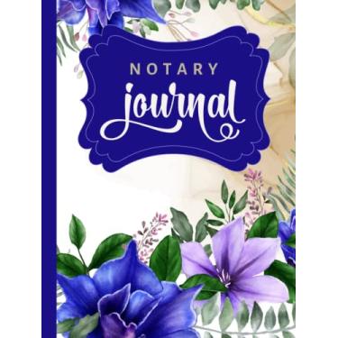 Imagem de Hardcover Notary Journal: 8.5x11 Large Notarial Logbook/With 200 Numbered Pages - Two Record Logs Per Page / 400 Records/Ledger Book Gift For ... Purple Gold Flower - Watercolor Floral Art