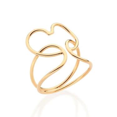 Imagem de Anel rommanel banhado ouro 18k feminino aro duplo vazado coraçâo 51351