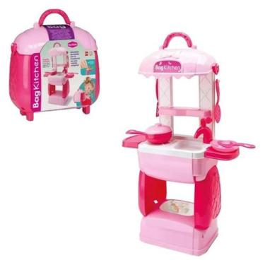Imagem de Mini Cozinha Infantil Rosa Maleta De Brinquedo Bag Kitchen - Bambola K