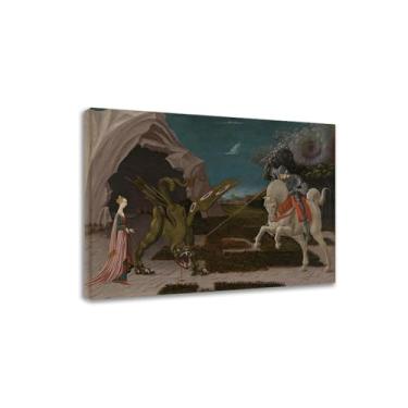 Imagem de LTY ADHML São Jorge e o Dragão. Reprodução de pinturas famosas. Arte de parede em tela. Pôsteres e impressões. Imagem moderna para decoração de casa 30 x 40 cm com moldura interna