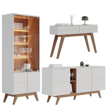 Imagem de Buffet Cristaleira e Aparador Rebeca C05 Off White/Freijó - Mpozenato,